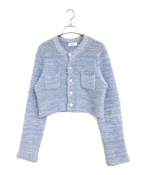 MIESROHE（ミースロエ）MIESROHE (ミースロエ) ショート丈ツィードニットカーディガン ブルー サイズ:ONE SIZEの古着・服飾アイテム