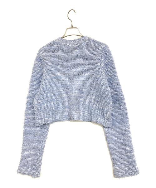 MIESROHE（ミースロエ）MIESROHE (ミースロエ) ショート丈ツィードニットカーディガン ブルー サイズ:ONE SIZEの古着・服飾アイテム