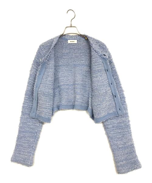 MIESROHE（ミースロエ）MIESROHE (ミースロエ) ショート丈ツィードニットカーディガン ブルー サイズ:ONE SIZEの古着・服飾アイテム
