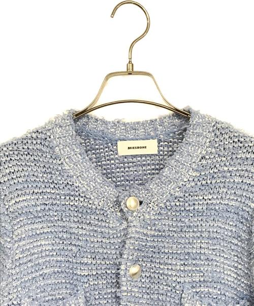 MIESROHE（ミースロエ）MIESROHE (ミースロエ) ショート丈ツィードニットカーディガン ブルー サイズ:ONE SIZEの古着・服飾アイテム