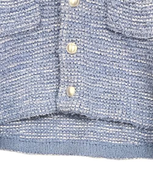 MIESROHE（ミースロエ）MIESROHE (ミースロエ) ショート丈ツィードニットカーディガン ブルー サイズ:ONE SIZEの古着・服飾アイテム