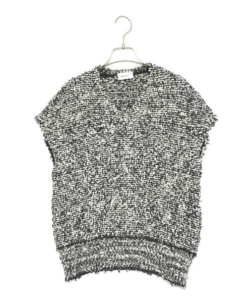 MIESROHE（ミースロエ）MIESROHE (ミースロエ) フラッフィーニットベスト ブラック×ホワイト サイズ:ONE SIZEの古着・服飾アイテム