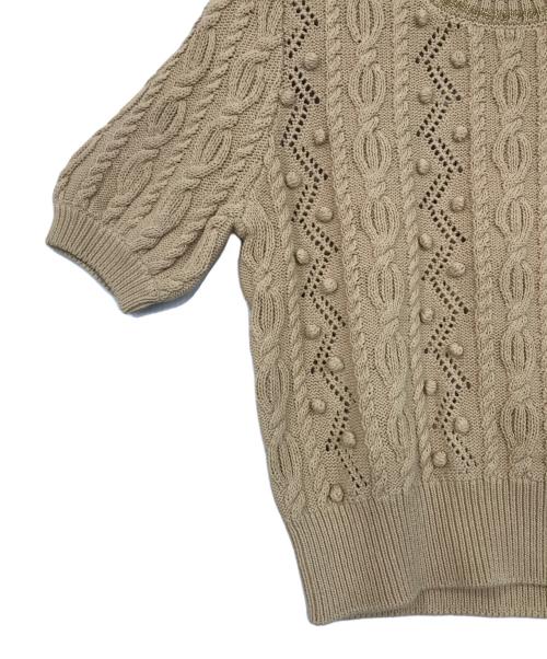 MACPHEE（マカフィー）MACPHEE (マカフィー) コットンパフスリーブプルオーバーニット ベージュ サイズ:Sの古着・服飾アイテム