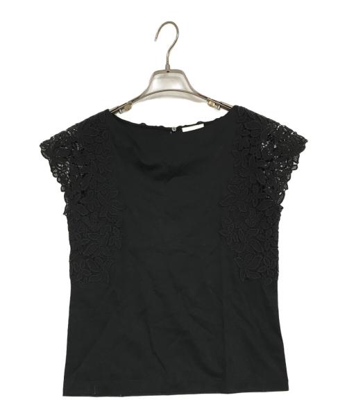 BALLSEY（ボールジィ）BALLSEY (ボールジィ) コットンレースコンビ フレンチスリーブプルオーバー ブラック サイズ:Sの古着・服飾アイテム