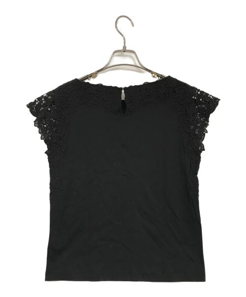 BALLSEY（ボールジィ）BALLSEY (ボールジィ) コットンレースコンビ フレンチスリーブプルオーバー ブラック サイズ:Sの古着・服飾アイテム