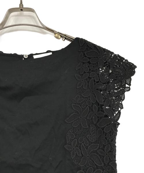 BALLSEY（ボールジィ）BALLSEY (ボールジィ) コットンレースコンビ フレンチスリーブプルオーバー ブラック サイズ:Sの古着・服飾アイテム