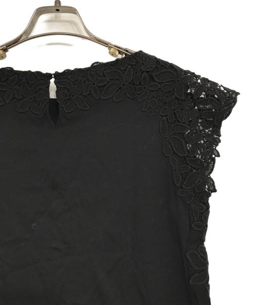 BALLSEY（ボールジィ）BALLSEY (ボールジィ) コットンレースコンビ フレンチスリーブプルオーバー ブラック サイズ:Sの古着・服飾アイテム