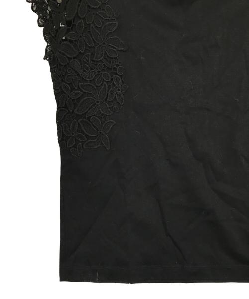 BALLSEY（ボールジィ）BALLSEY (ボールジィ) コットンレースコンビ フレンチスリーブプルオーバー ブラック サイズ:Sの古着・服飾アイテム