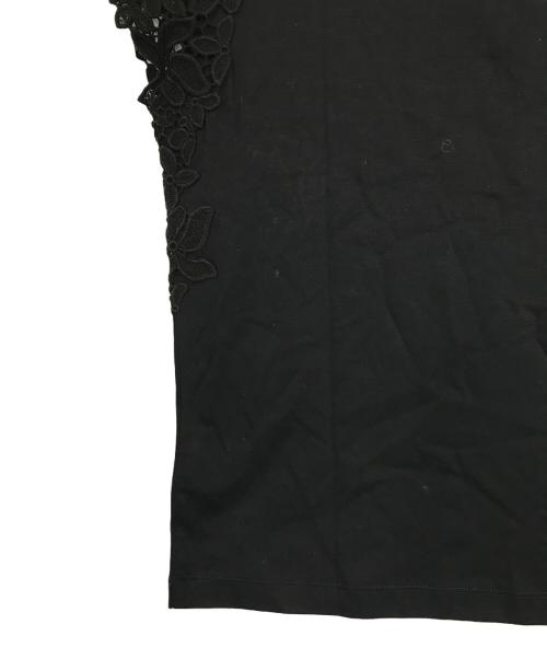 BALLSEY（ボールジィ）BALLSEY (ボールジィ) コットンレースコンビ フレンチスリーブプルオーバー ブラック サイズ:Sの古着・服飾アイテム