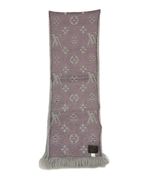 LOUIS VUITTON（ルイ ヴィトン）LOUIS VUITTON (ルイ ヴィトン) エシャルプ・ロゴマニア グレー×パープルの古着・服飾アイテム