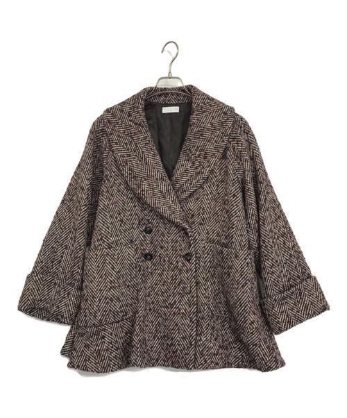 COLUMN（コラム）COLUMN (コラム) ループヘリンボーンショールカラーコート パープル サイズ:36の古着・服飾アイテム
