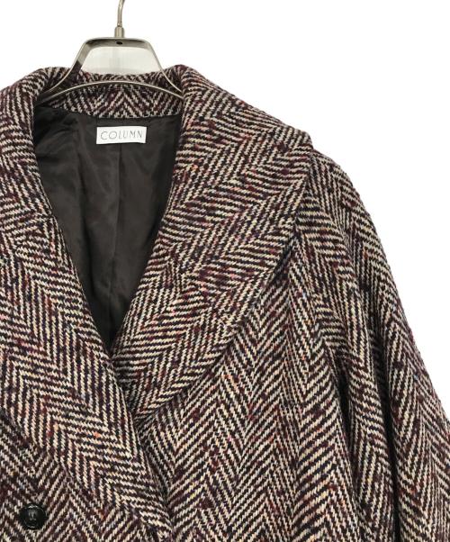 COLUMN（コラム）COLUMN (コラム) ループヘリンボーンショールカラーコート パープル サイズ:36の古着・服飾アイテム