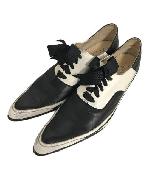Yohji Yamamoto pour homme（ヨウジヤマモト プールオム）Yohji Yamamoto pour homme (ヨウジヤマモト プールオム) HIROMU TAKAHARA (ヒロムタカハラ) レースアップナイフシューズ ブラック×ホワイト サイズ:5の古着・服飾アイテム
