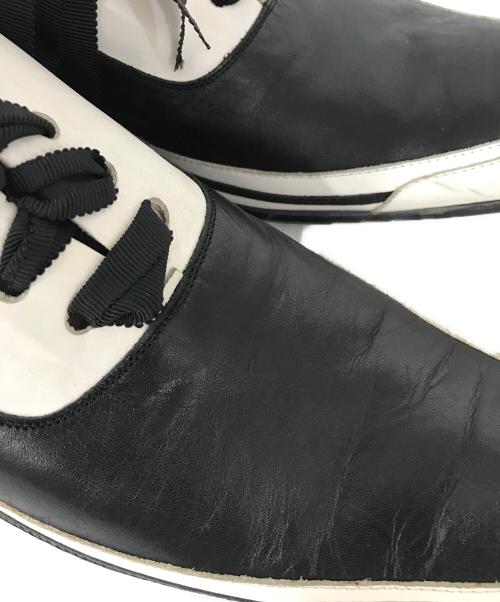 Yohji Yamamoto pour homme（ヨウジヤマモト プールオム）Yohji Yamamoto pour homme (ヨウジヤマモト プールオム) HIROMU TAKAHARA (ヒロムタカハラ) レースアップナイフシューズ ブラック×ホワイト サイズ:5の古着・服飾アイテム
