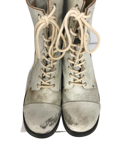 JUNYA WATANABE MAN（ジュンヤワタナベマン）JUNYA WATANABE MAN (ジュンヤワタナベマン) クラック加工レースアップブーツ ホワイト サイズ:27の古着・服飾アイテム