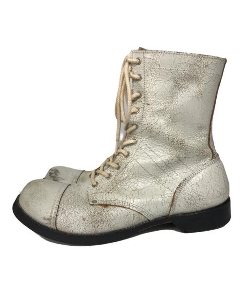 JUNYA WATANABE MAN（ジュンヤワタナベマン）JUNYA WATANABE MAN (ジュンヤワタナベマン) クラック加工レースアップブーツ ホワイト サイズ:27の古着・服飾アイテム