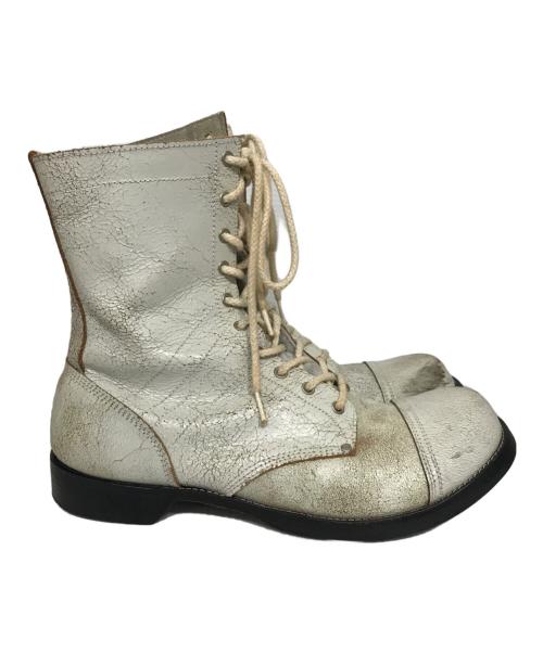 JUNYA WATANABE MAN（ジュンヤワタナベマン）JUNYA WATANABE MAN (ジュンヤワタナベマン) クラック加工レースアップブーツ ホワイト サイズ:27の古着・服飾アイテム