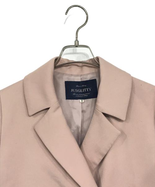 JUSGLITTY（ジャスグリッティー）JUSGLITTY (ジャスグリッティー) ダブルボタンチェスターコート ピンクの古着・服飾アイテム