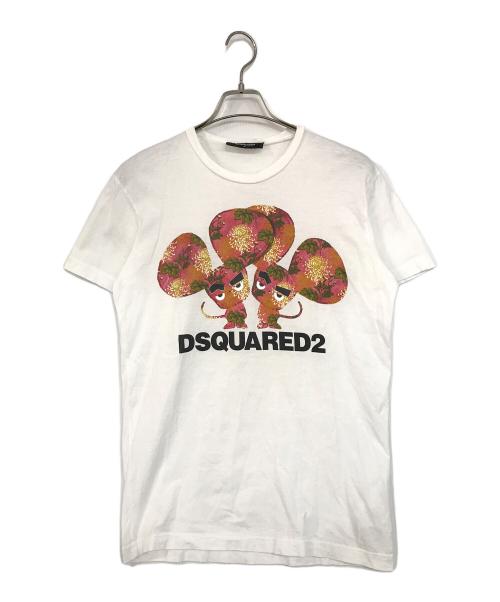 DSQUARED2（ディースクエアード）DSQUARED2 (ディースクエアード) プリントTシャツ ホワイト サイズ:Sの古着・服飾アイテム