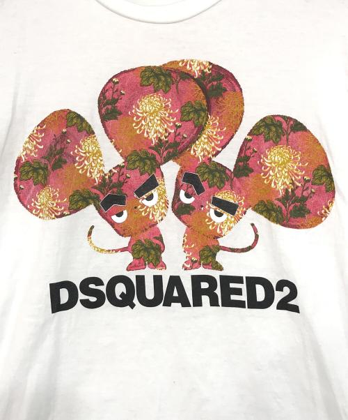 DSQUARED2（ディースクエアード）DSQUARED2 (ディースクエアード) プリントTシャツ ホワイト サイズ:Sの古着・服飾アイテム