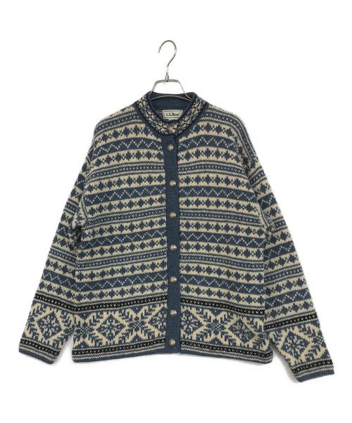 L.L.Bean（エルエルビーン）L.L.Bean (エルエルビーン) ヴィンテージ総柄カーディガン ブルー サイズ:SIZE Sの古着・服飾アイテム