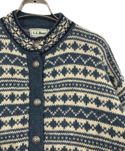 L.L.Bean（エルエルビーン）L.L.Bean (エルエルビーン) ヴィンテージ総柄カーディガン ブルー サイズ:SIZE Sの古着・服飾アイテム