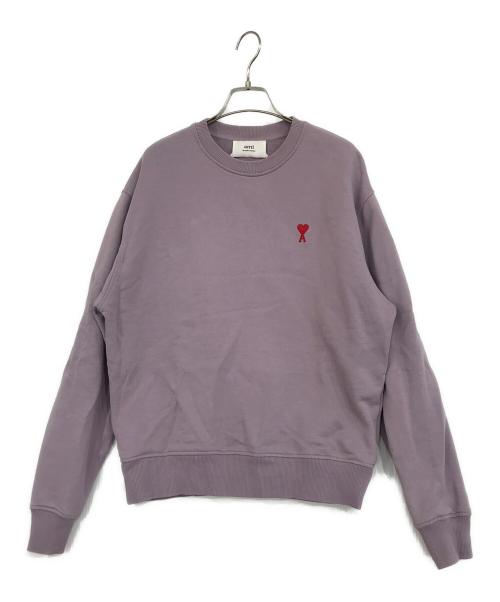 AMI Alexandre Mattiussi（アミアレクサンドルマテュッシ）AMI Alexandre Mattiussi (アミアレクサンドルマテュッシ) ハートロゴ刺繍スウェット パープル サイズ:Sの古着・服飾アイテム
