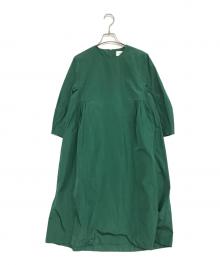 BEAUTY&YOUTH（ビューティーアンドユース）の古着「タフタ Aラインドレス」｜グリーン