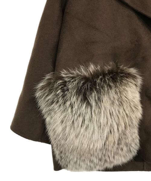 U-BIG（ユービッグ）U-Big (ユービッグ) ウールダブルフェイスショールカラーFOXポケットコート ブラウン サイズ:FREEの古着・服飾アイテム