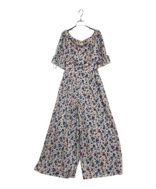 Lily Brown（リリーブラウン）Lily Brown (リリーブラウン) ドット花柄オフショルロンパース ブルー×ピンク サイズ:Sの古着・服飾アイテム
