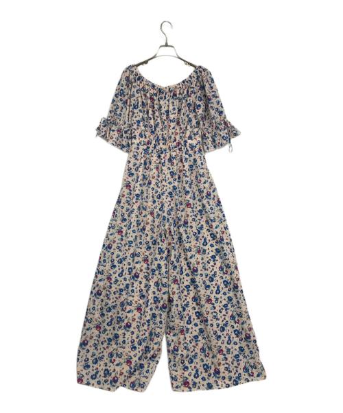 Lily Brown（リリーブラウン）Lily Brown (リリーブラウン) ドット花柄オフショルロンパース ブルー×ピンク サイズ:Sの古着・服飾アイテム