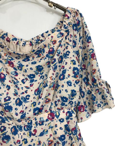 Lily Brown（リリーブラウン）Lily Brown (リリーブラウン) ドット花柄オフショルロンパース ブルー×ピンク サイズ:Sの古着・服飾アイテム