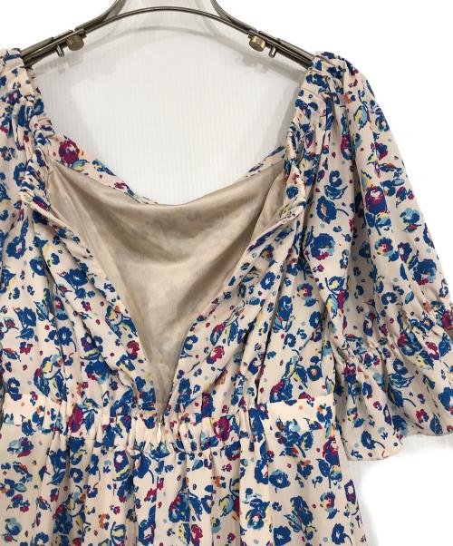 Lily Brown（リリーブラウン）Lily Brown (リリーブラウン) ドット花柄オフショルロンパース ブルー×ピンク サイズ:Sの古着・服飾アイテム