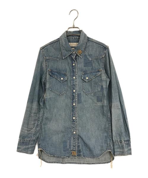REMI RELIEF（レミレリーフ）REMI RELIEF (レミレリーフ) 加工ウエスタンシャツ ブルー サイズ:Mの古着・服飾アイテム