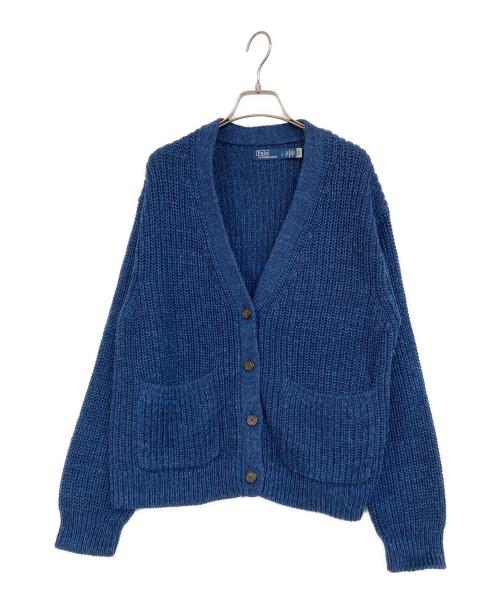POLO RALPH LAUREN（ポロ・ラルフローレン）POLO RALPH LAUREN (ポロ・ラルフローレン) コットンリネンニットカーディガン ネイビー サイズ:SIZE Lの古着・服飾アイテム
