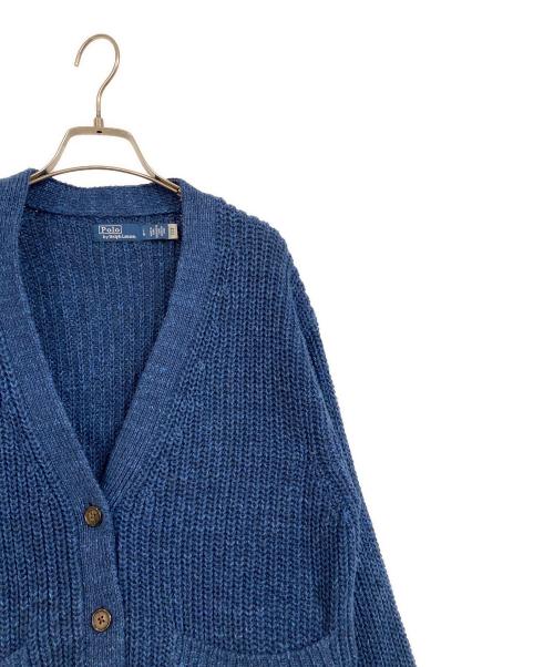 POLO RALPH LAUREN（ポロ・ラルフローレン）POLO RALPH LAUREN (ポロ・ラルフローレン) コットンリネンニットカーディガン ネイビー サイズ:SIZE Lの古着・服飾アイテム