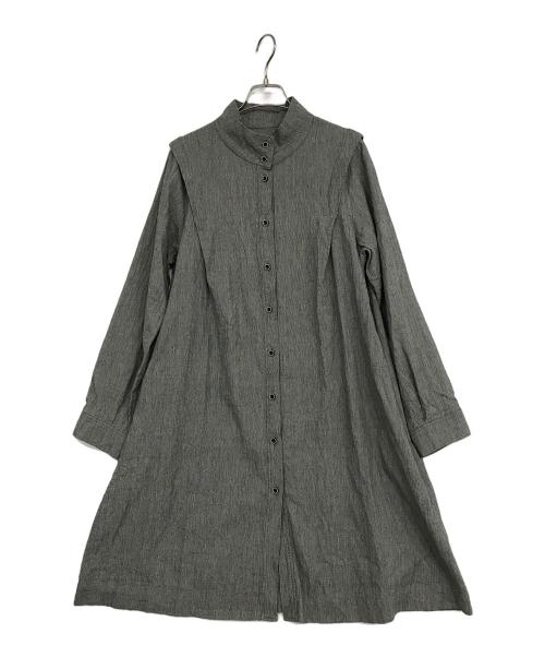 GIANNI LO GIUDICE（ジャンニ ロ ジュディチェ）GIANNI LO GIUDICE (ジャンニ ロ ジュディチェ) 先染めストライプロングブラウス グレー サイズ:40の古着・服飾アイテム