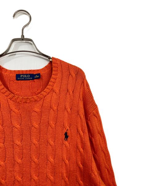 POLO RALPH LAUREN（ポロ・ラルフローレン）POLO RALPH LAUREN (ポロ・ラルフローレン) ケーブルニット オレンジ サイズ:XLの古着・服飾アイテム