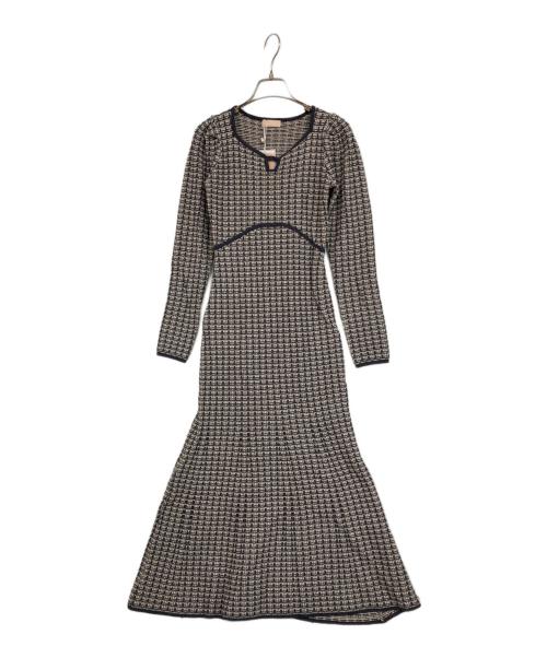Resexxy（リゼクシー）Resexxy (リゼクシー) バイカラーツイードニットワンピース ネイビー サイズ:SIZE Fの古着・服飾アイテム