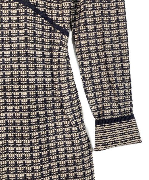 Resexxy（リゼクシー）Resexxy (リゼクシー) バイカラーツイードニットワンピース ネイビー サイズ:SIZE Fの古着・服飾アイテム