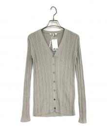 THREE DOTS（スリードッツ）の古着「シルク綿リブカーディガン」｜グレー