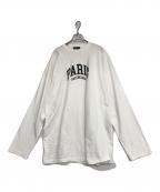 BALENCIAGAバレンシアガ）の古着「PARISプリントオーバーサイズ長袖カットソー」｜ホワイト