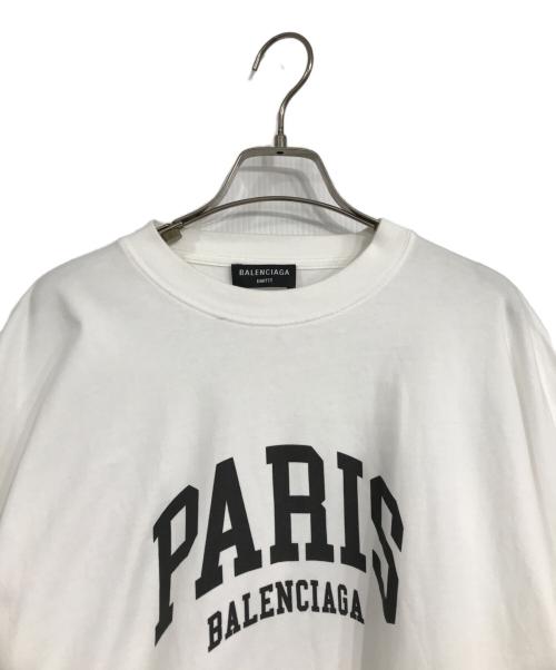 BALENCIAGA（バレンシアガ）BALENCIAGA (バレンシアガ) PARISプリントオーバーサイズ長袖カットソー ホワイト サイズ:3の古着・服飾アイテム