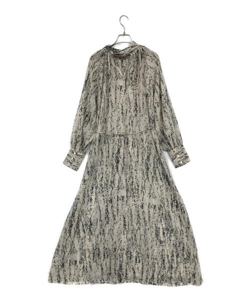 Snidel（スナイデル）Snidel (スナイデル) アートプリントフレアワンピース ベージュの古着・服飾アイテム