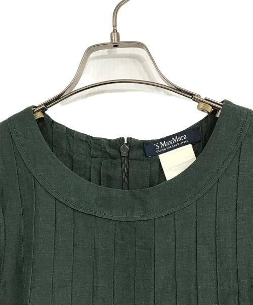 'S Max Mara（エスマックスマーラ）'S Max Mara (エスマックスマーラ) コットンリネンノースリーブワンピース グリーン サイズ:38の古着・服飾アイテム