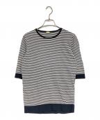 MUSE de Deuxieme Classeミューズ ドゥーズィエム クラス）の古着「FF grace クルーネックプルオーバー」｜ブラック×ホワイト