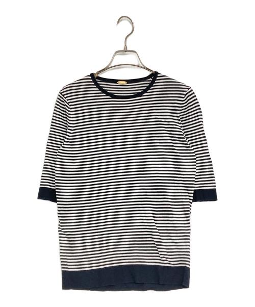 MUSE de Deuxieme Classe（ミューズ ドゥーズィエム クラス）MUSE de Deuxieme Classe (ミューズ ドゥーズィエム クラス) FF grace クルーネックプルオーバー ブラック×ホワイト サイズ:36の古着・服飾アイテム