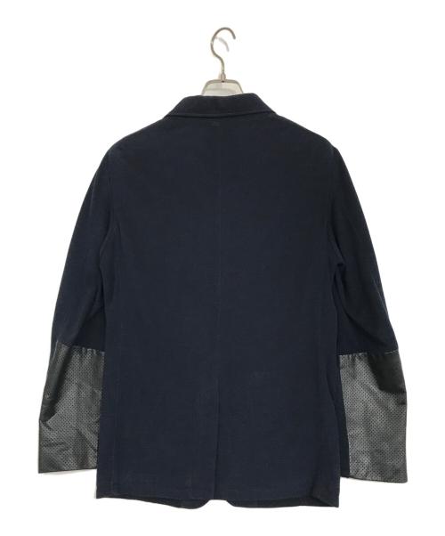 Cinquanta（チンクワンタ）Cinquanta (チンクワンタ) 鹿の子レザー切替ジャケット ネイビー サイズ:46の古着・服飾アイテム