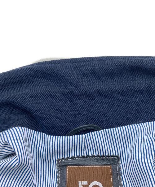 Cinquanta（チンクワンタ）Cinquanta (チンクワンタ) 鹿の子レザー切替ジャケット ネイビー サイズ:46の古着・服飾アイテム