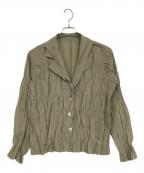 PLEATS PLEASEプリーツプリーズ）の古着「シワ加工長袖シャツ」｜オリーブ